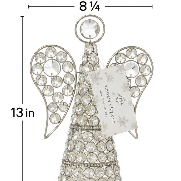 Vintage Style Nanette Lepore Crystal Angel Holiday Decor Figurine Metal 13in New - Picture 2 of 4